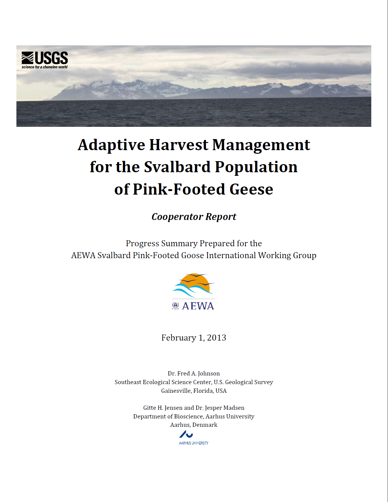 Adaptive Harvest Management Cooperator Report, front cover